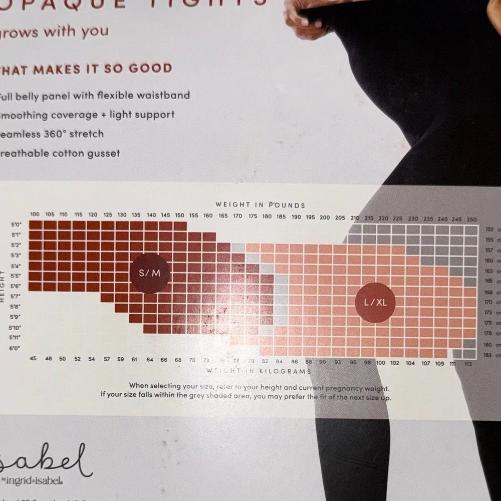Ingrid Isabel Maternity Opaque Tights Black AND Bella Band S/M‎ Belly Panel